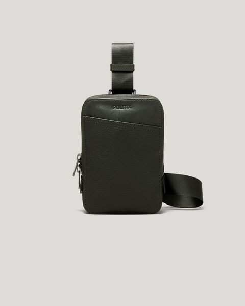 Leather Crossbody Bag, Dark Khaki, hi-res